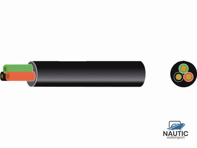 Ronde pvc-kabel zwart 3x1.50mm² rood/zwart/groen