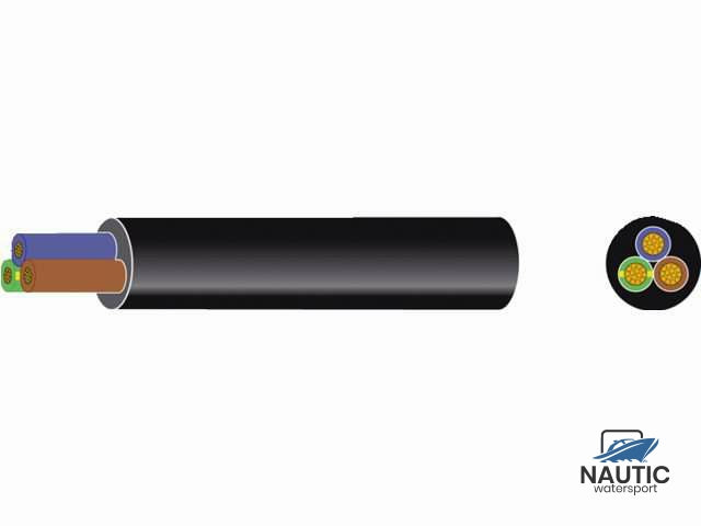 Rubberkabel zwart 3x1.5mm² blauw/bruin/groen-geel