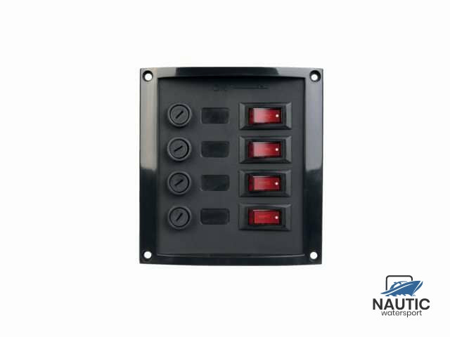 Schakelpaneel verticaal 4 zekeringen zwart