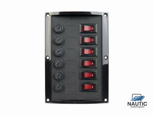 Schakelpaneel verticaal 6 zekeringen zwart