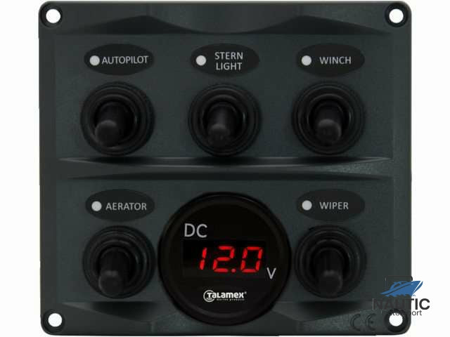 Schakelpaneel antraciet met voltmeter 12/24V