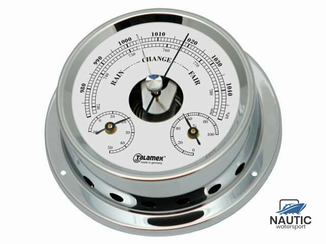 Baro/thermo/hygrometer messing verchroomd 125/100mm