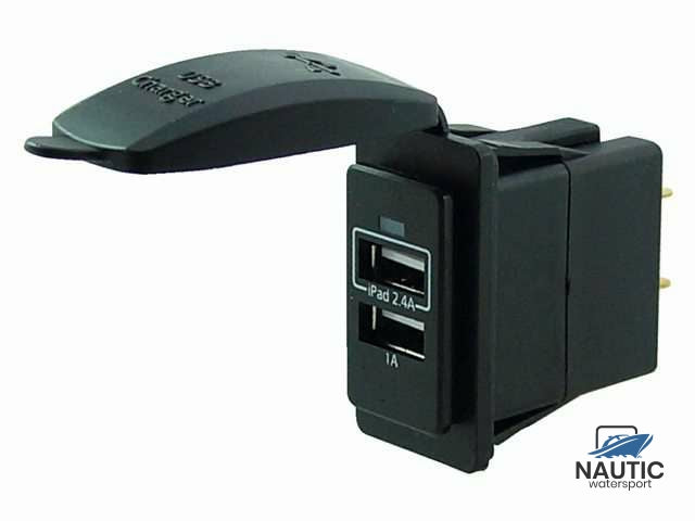 USB stopcontact dubbel 3.4A zwart switch model