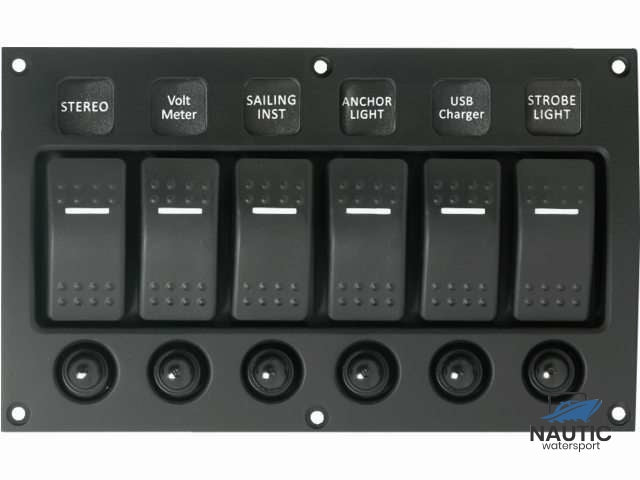 Schakelpaneel curved 6 schakelaars 12/24V