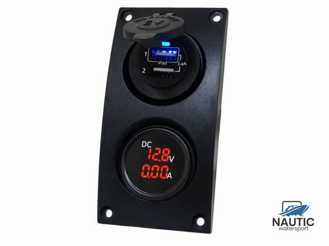 Curved add-on paneel dubbel USB & Volt/ampere meter