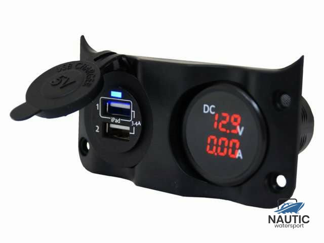 Wave add-on paneel dubbel USB & Volt/ampere meter