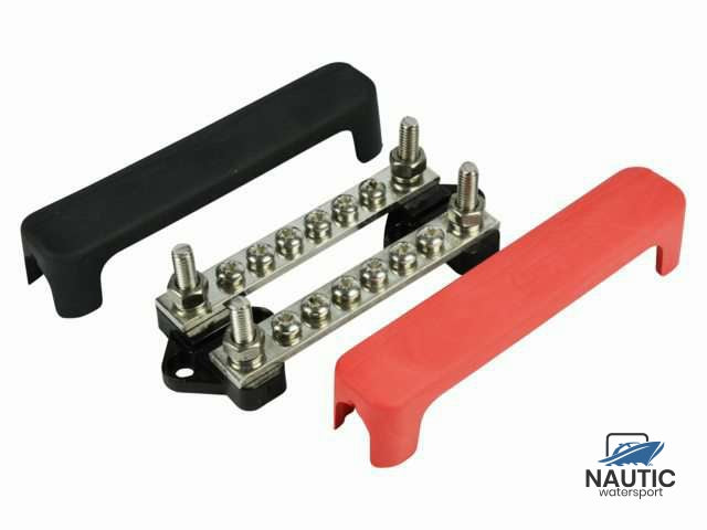 Busbar dubbel  6 terminals, 2 studs