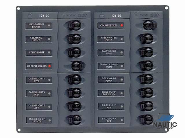 Circuit breaker paneel 12V 16-voudig