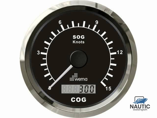 º Silver serie GPS speedometer 0-15 kn zwart incl. antenne