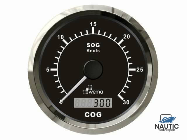 º Silver serie GPS speedometer 0-30 kn zwart incl. antenne